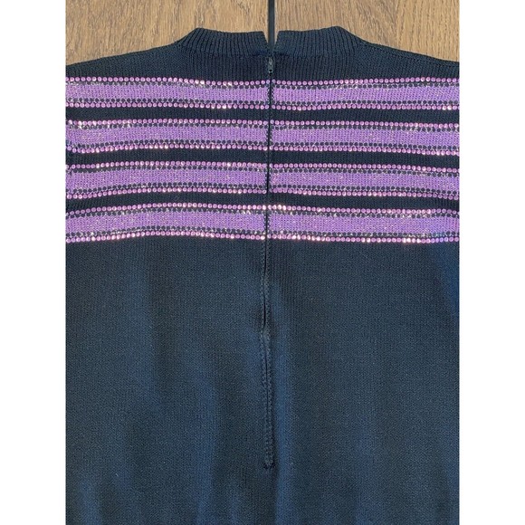 Vtg ‘83 Rare St John For Saks Fifth Avenue Purple Sequin Sweater Women’s 12 - Picture 7 of 16